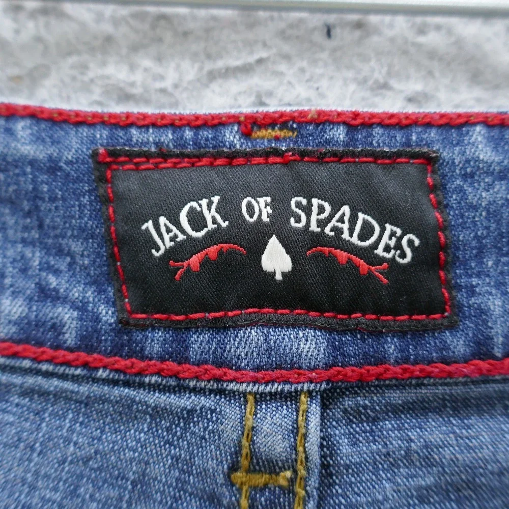 Jack of Spades Mens Medium Wash Straight Leg Stretch Jeans Blue 42x30